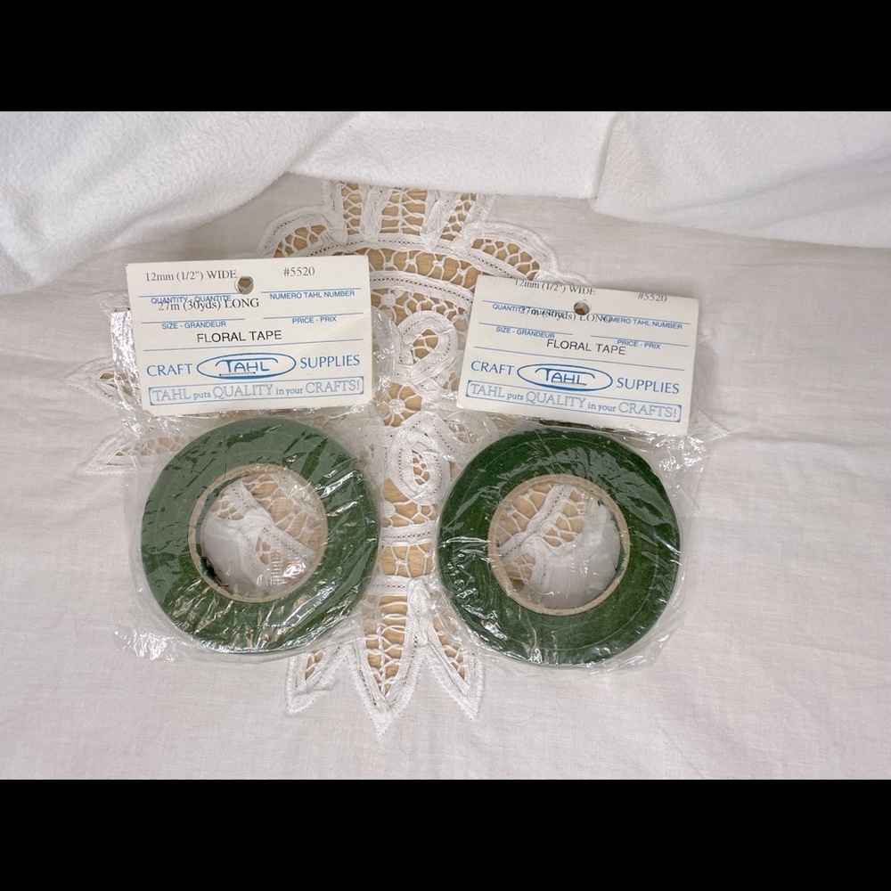 (2) Vintage Paper Tape Wrap, Flower Stem Tape, Floral Tape, Wreath Making Wrap